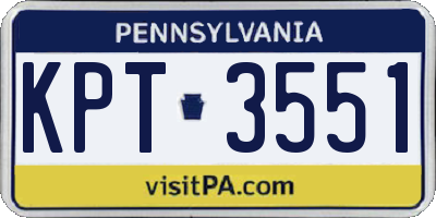 PA license plate KPT3551