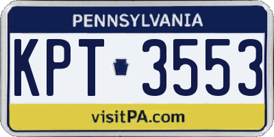 PA license plate KPT3553
