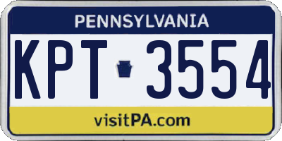 PA license plate KPT3554