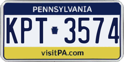 PA license plate KPT3574