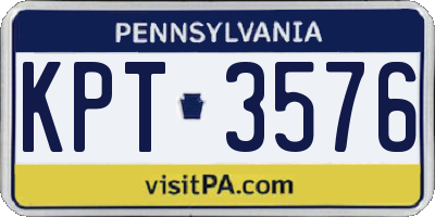 PA license plate KPT3576