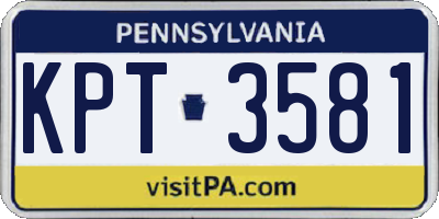 PA license plate KPT3581