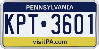 PA license plate KPT3601