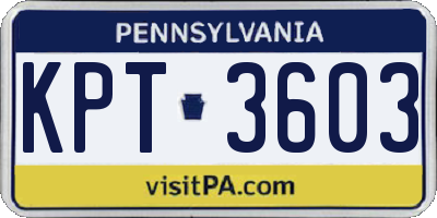 PA license plate KPT3603