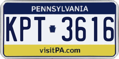 PA license plate KPT3616