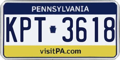 PA license plate KPT3618
