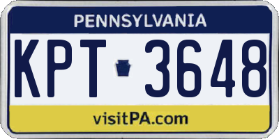 PA license plate KPT3648