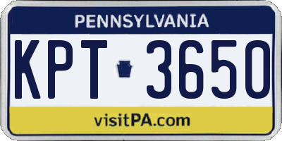 PA license plate KPT3650