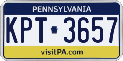 PA license plate KPT3657
