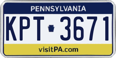 PA license plate KPT3671