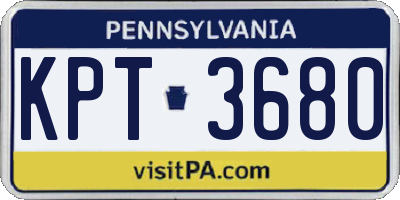 PA license plate KPT3680