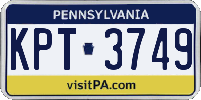 PA license plate KPT3749