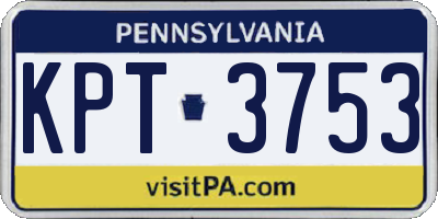 PA license plate KPT3753
