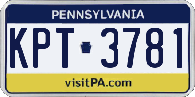 PA license plate KPT3781