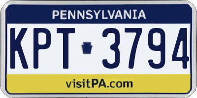 PA license plate KPT3794