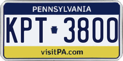 PA license plate KPT3800