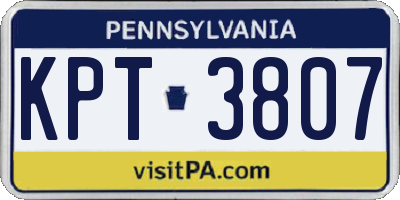 PA license plate KPT3807