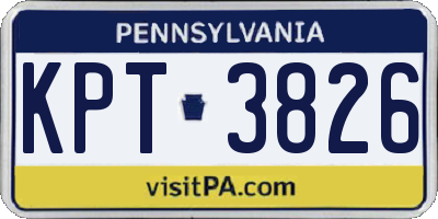 PA license plate KPT3826
