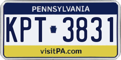 PA license plate KPT3831