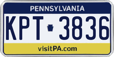 PA license plate KPT3836