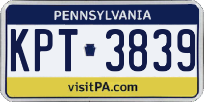 PA license plate KPT3839
