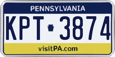 PA license plate KPT3874