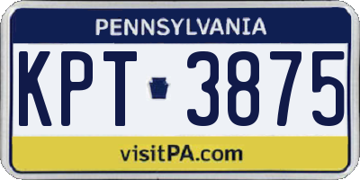 PA license plate KPT3875