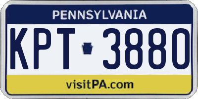 PA license plate KPT3880
