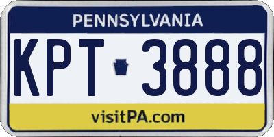 PA license plate KPT3888