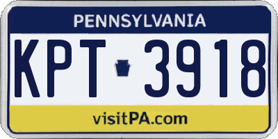 PA license plate KPT3918
