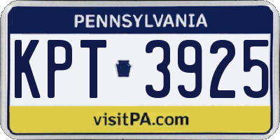 PA license plate KPT3925