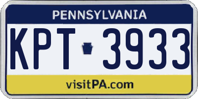 PA license plate KPT3933