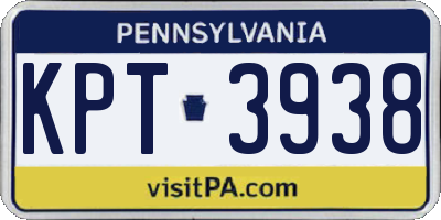PA license plate KPT3938