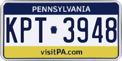 PA license plate KPT3948