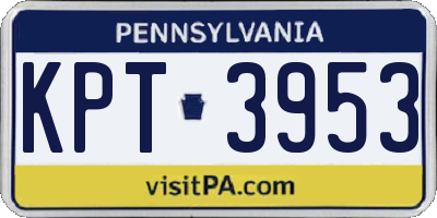 PA license plate KPT3953