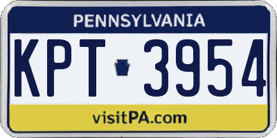 PA license plate KPT3954