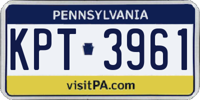 PA license plate KPT3961