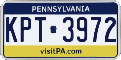 PA license plate KPT3972