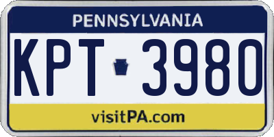 PA license plate KPT3980
