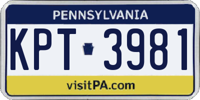 PA license plate KPT3981