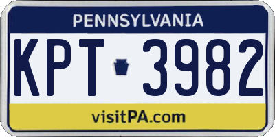 PA license plate KPT3982