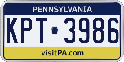 PA license plate KPT3986
