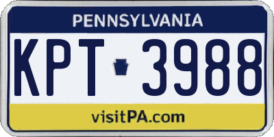 PA license plate KPT3988