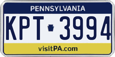 PA license plate KPT3994