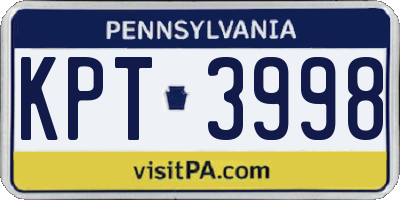PA license plate KPT3998