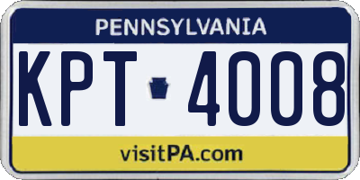 PA license plate KPT4008