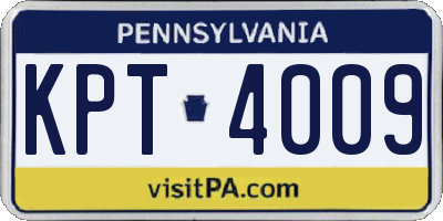 PA license plate KPT4009