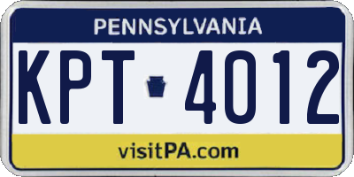 PA license plate KPT4012