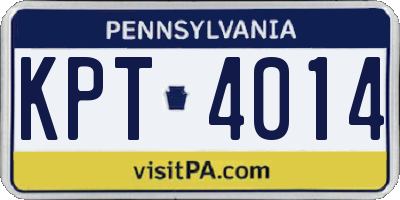 PA license plate KPT4014