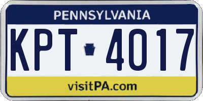 PA license plate KPT4017